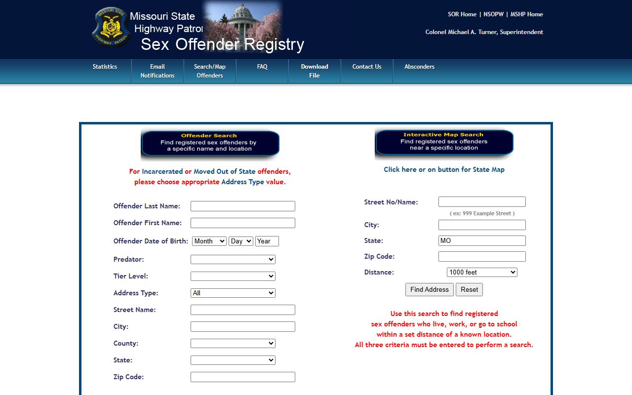 Taney County arrest records MSHP sex offender registry search