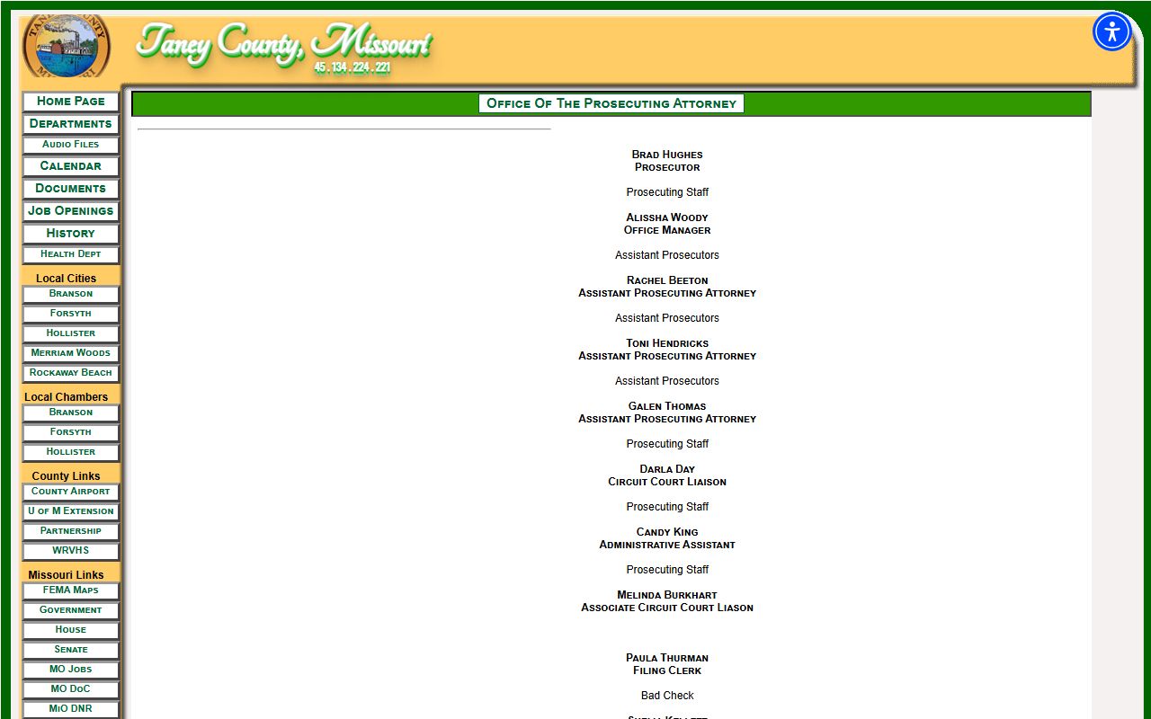 Taney County court dockets prosecutor staff page