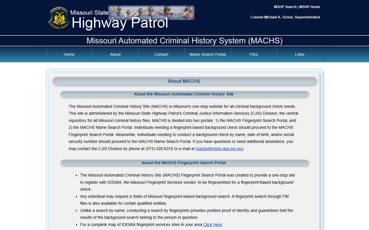 Taney County criminal court records MACHS fingerprint overview