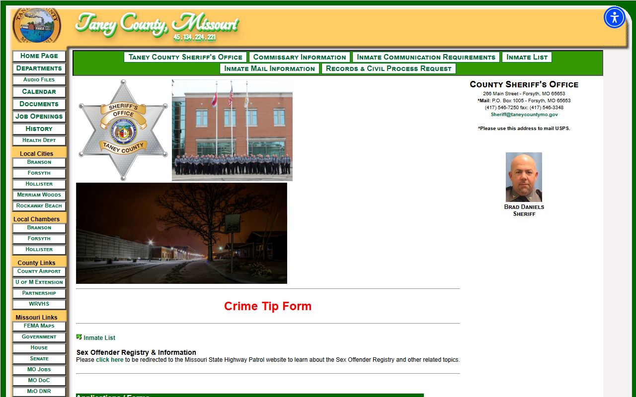 Taney County criminal court records sheriff office page