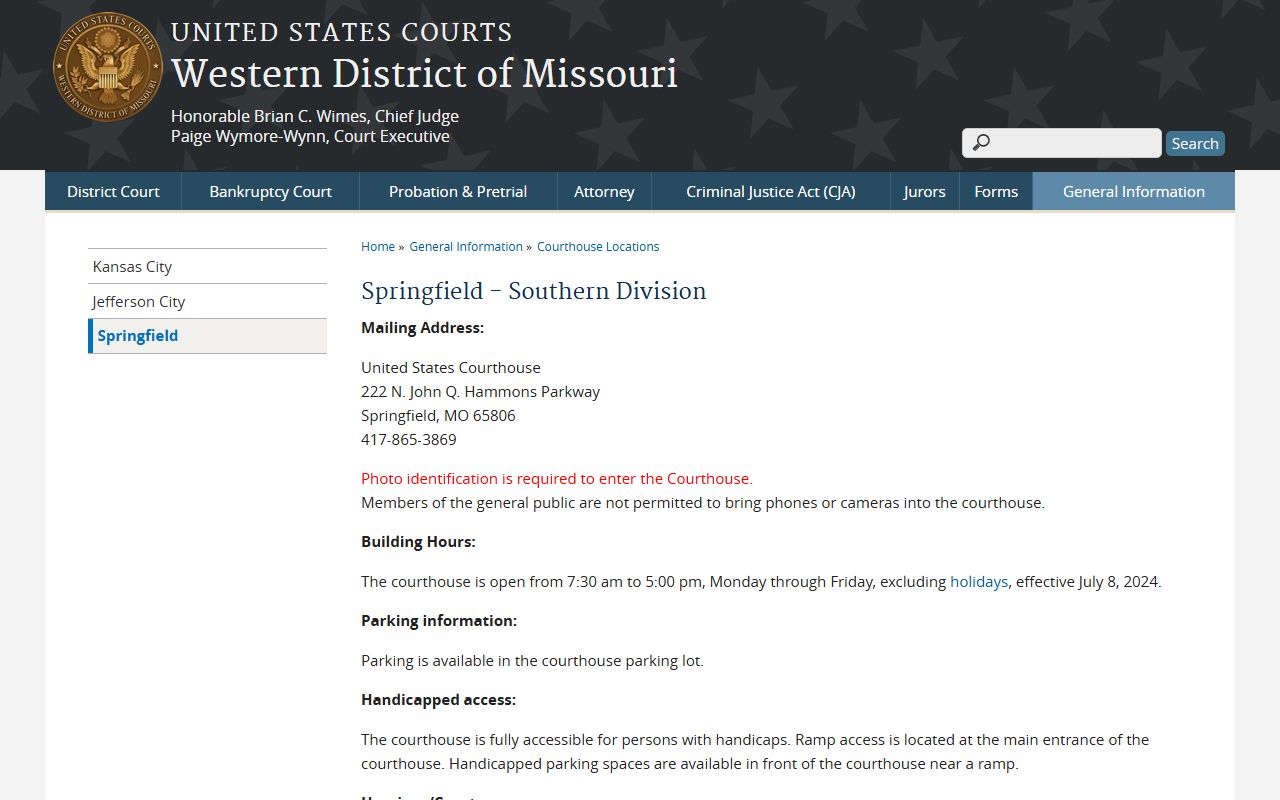 Taney County Circuit Court federal Springfield courthouse distinction
