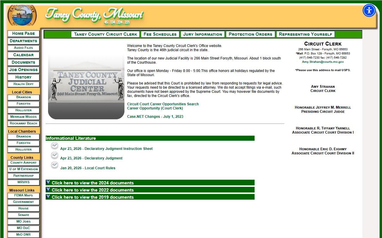 Taney County court records Circuit Clerk page for the 46th Judicial Circuit