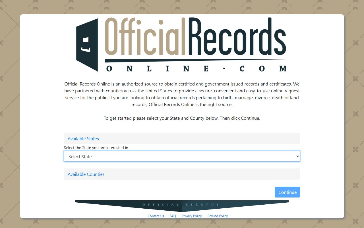 Taney County marriage and divorce records Official Records Online certified copy vendor