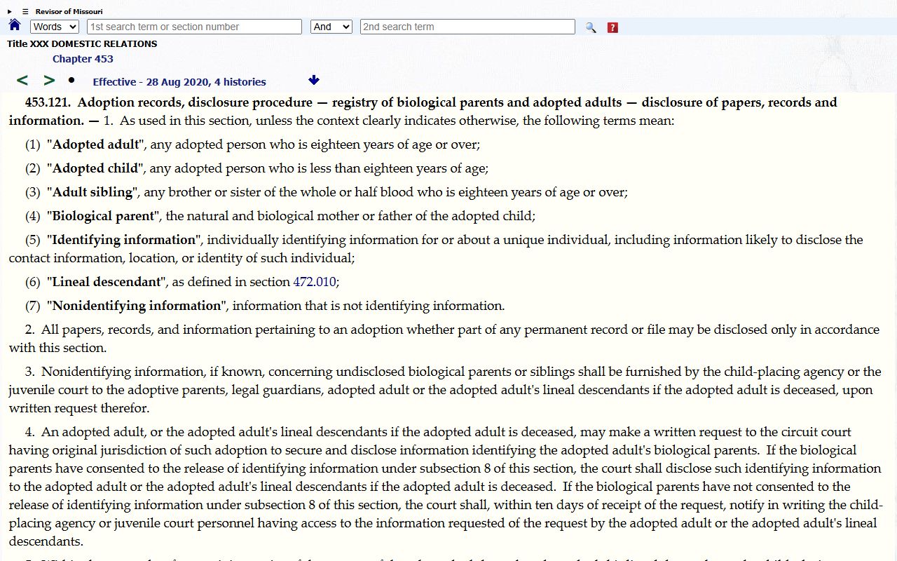Taney County probate records Missouri adoption record restrictions