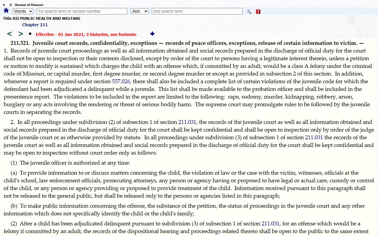 Taney County probate records juvenile court confidentiality statute