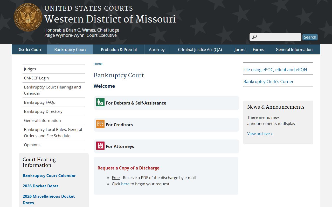 Taney County traffic court records Western District bankruptcy court page